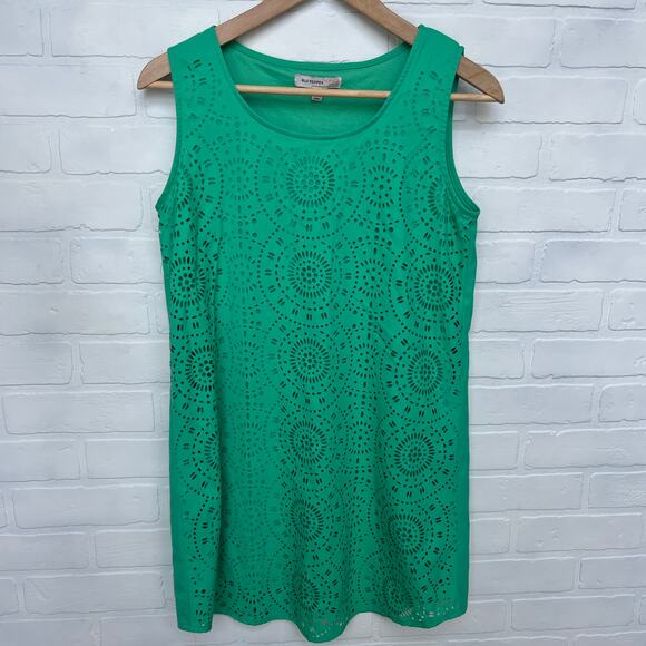 Blue Pepper Vintage Women's Kelly Green Cutout Sleeveless Shift Dress -sz S - Picture 1 of 5